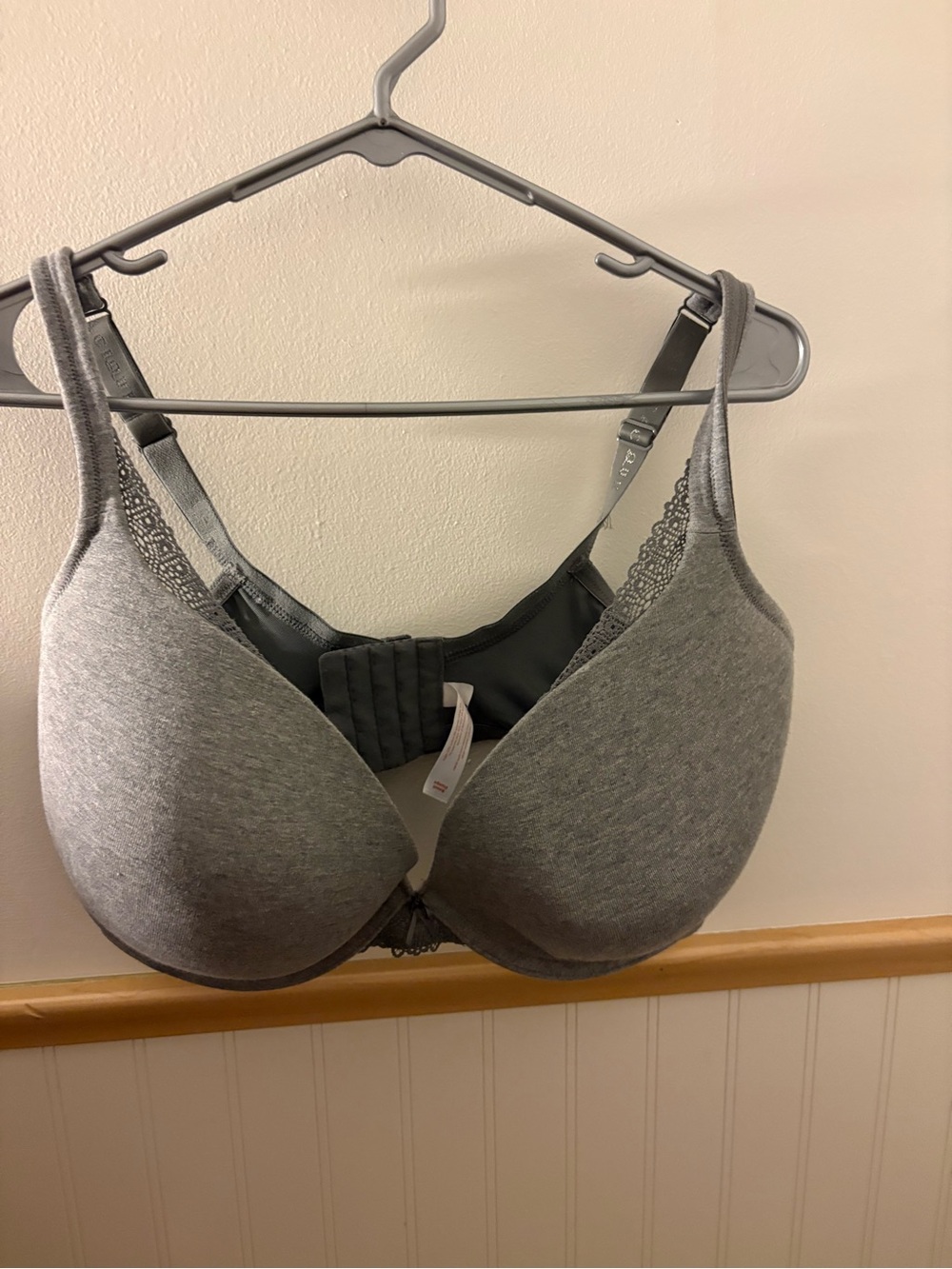 Cacique Gray Everyday T-Shirt Bra with Light Lace Trim